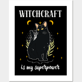 Witchcraft Is My Superpower Black Cat Wicca Posters and Art